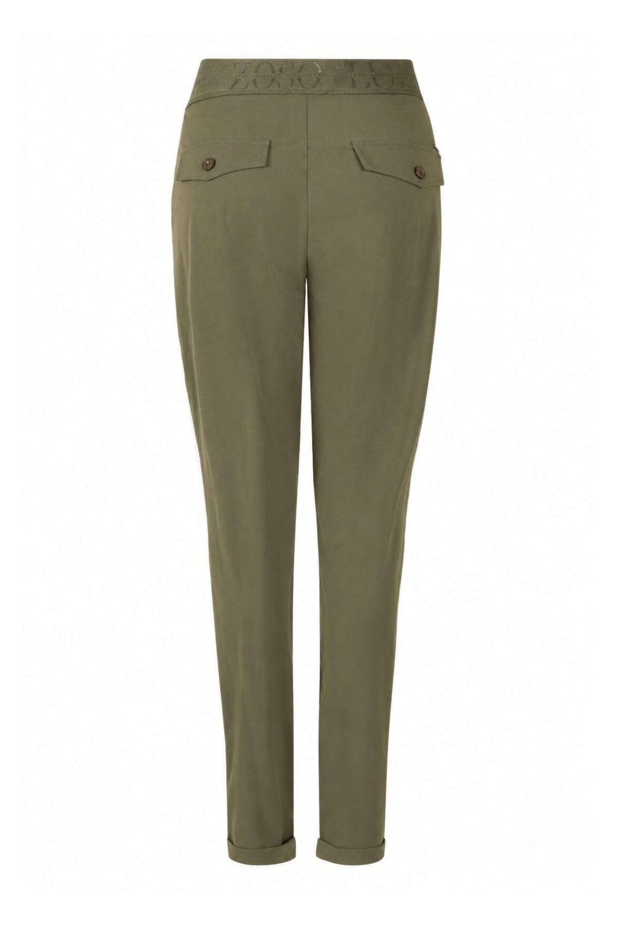 Groene Zoso Travel Broek Felicia 265 met comfortabele pasvorm en stijlvolle uitstraling, geschikt voor reizen en casual dragen