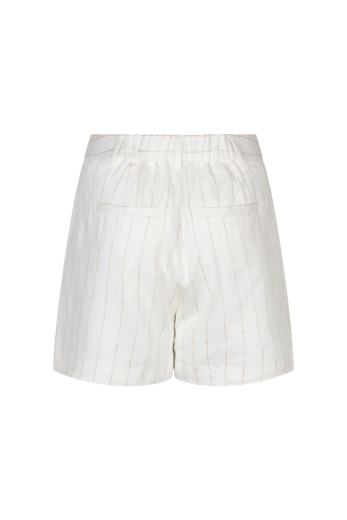 Linnen short met streepdessin in off-white en zandkleur van EsQualo, casual en lichtgewicht voor zomerstijl