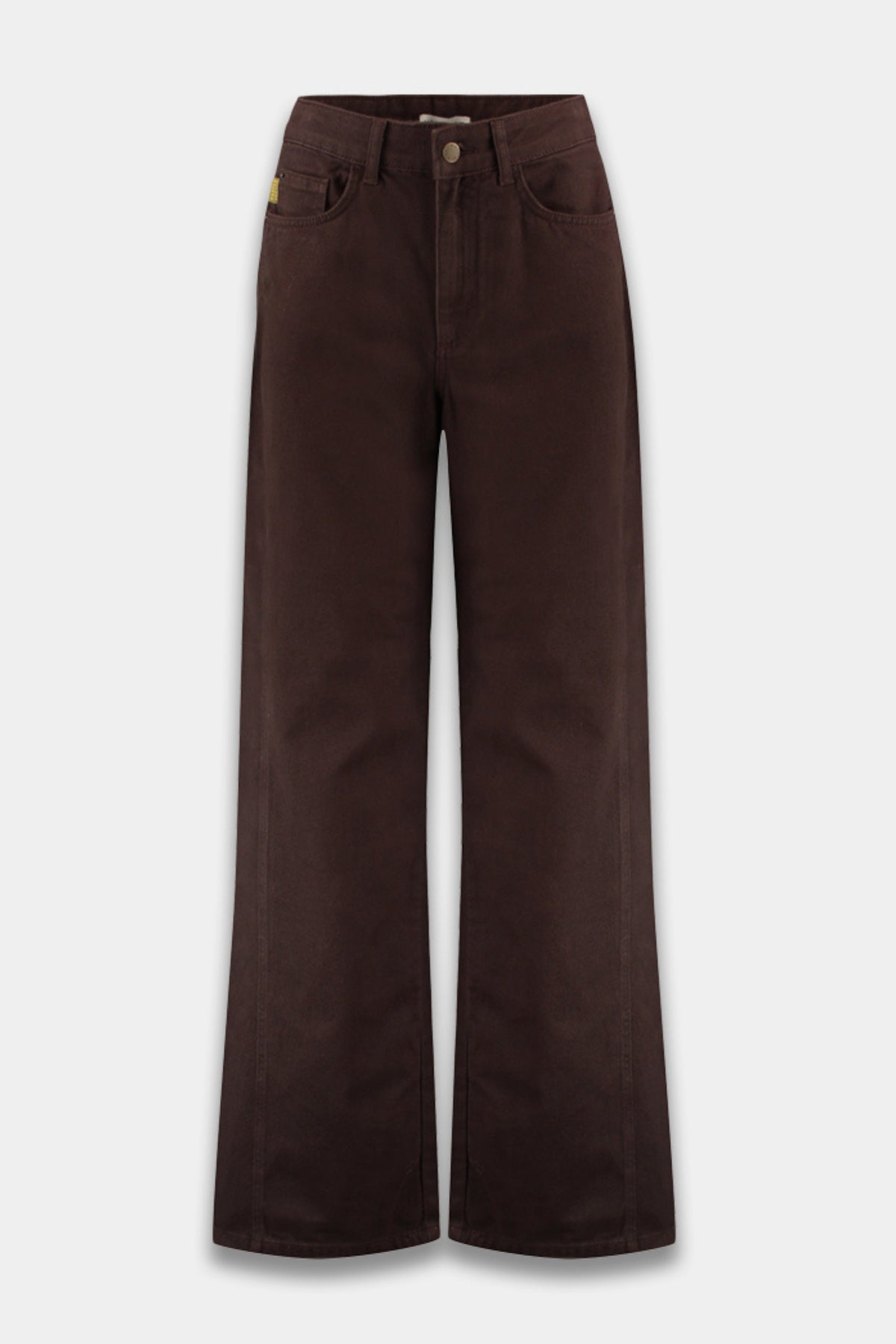 Harper & Yve Mayra Hot Fudge jeans met stijlvolle pasvorm en denim textuur, getoond in close-up op de afbeelding.