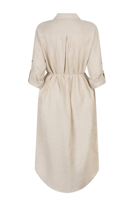 Red Button Jurk Linen Visco Melange Pebble SRB4772 Stretchshop.nl