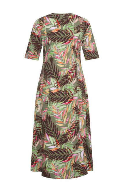 Mi Piace Travel Jurk Branches Print Olive 202810 Stretchshop.nl