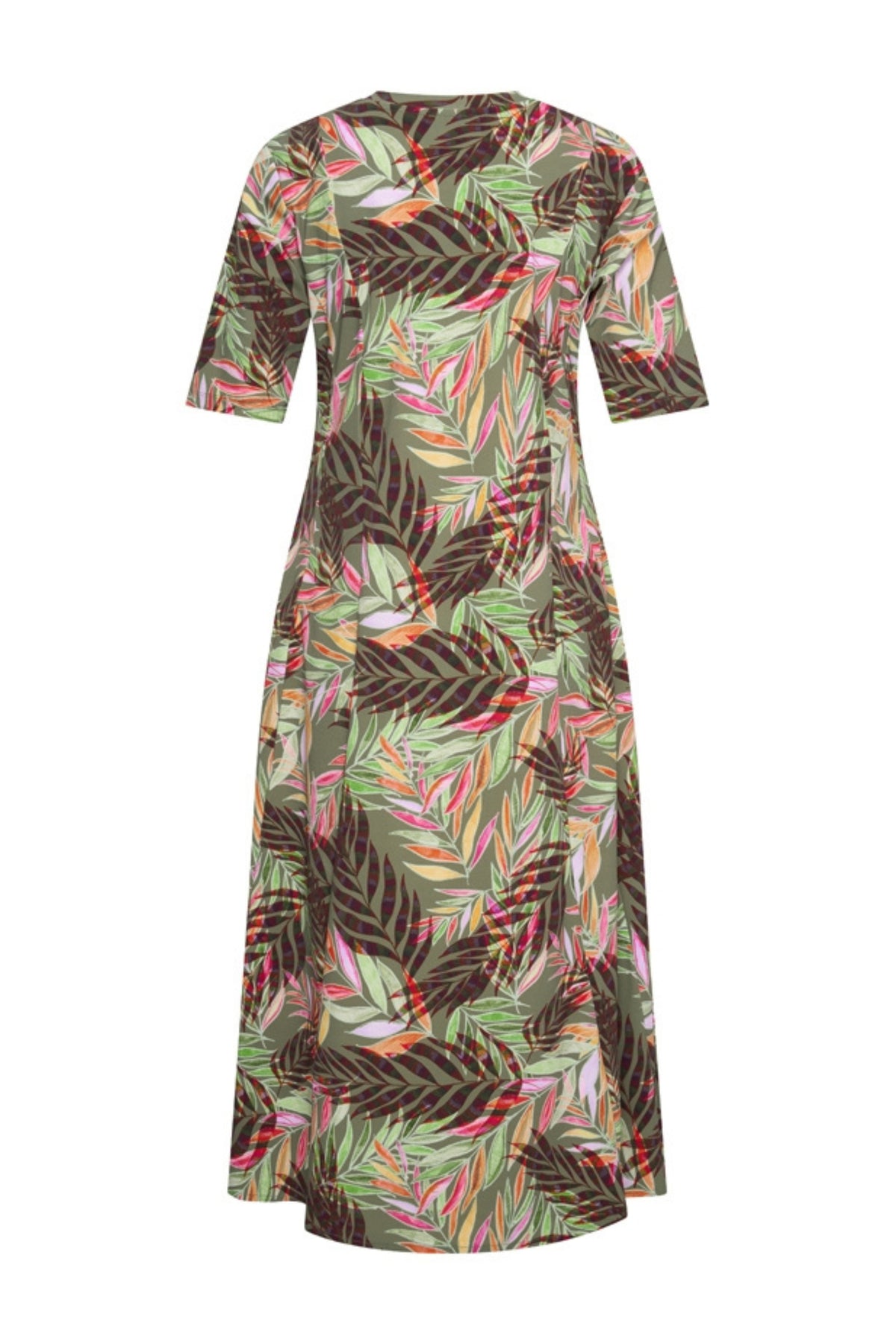 Pencil travel jurk van Mi Piace met olijfgroene kleur en bladerenprint, casual en stijlvol voor dagelijks gebruik