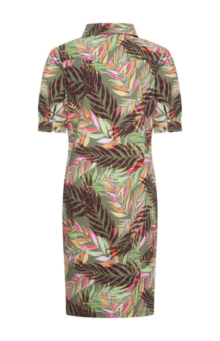 Mi Piace Travel Jurk Polo Branches Print Olive 202605 Stretchshop.nl