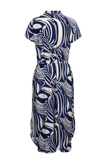&Co woman Jurk Liva Weave Blue Multi DR311 Stretchshop.nl