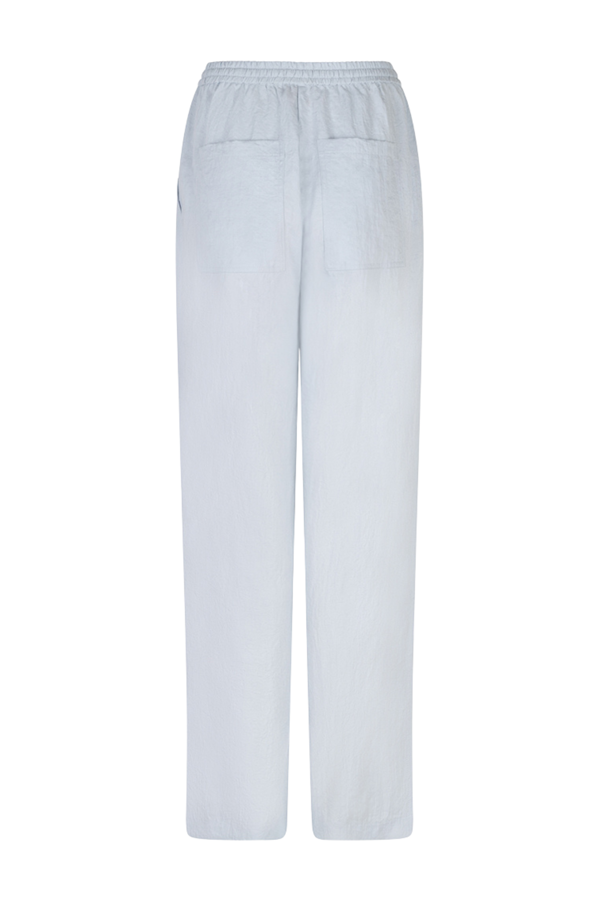 Lichtblauwe elastische broek met fijne crinkle-textuur van EsQualo, casual en comfortabel voor dagelijks gebruik