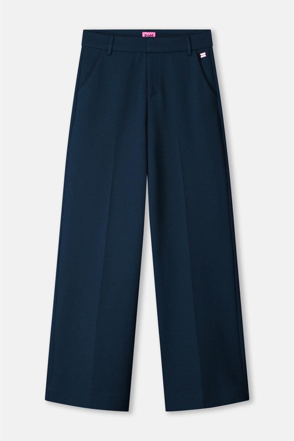 Lara Eternal Blue broek van POM Amsterdam, rechte pasvorm, in levendig blauwe kleur, zichtbaar met elastische tailleband.