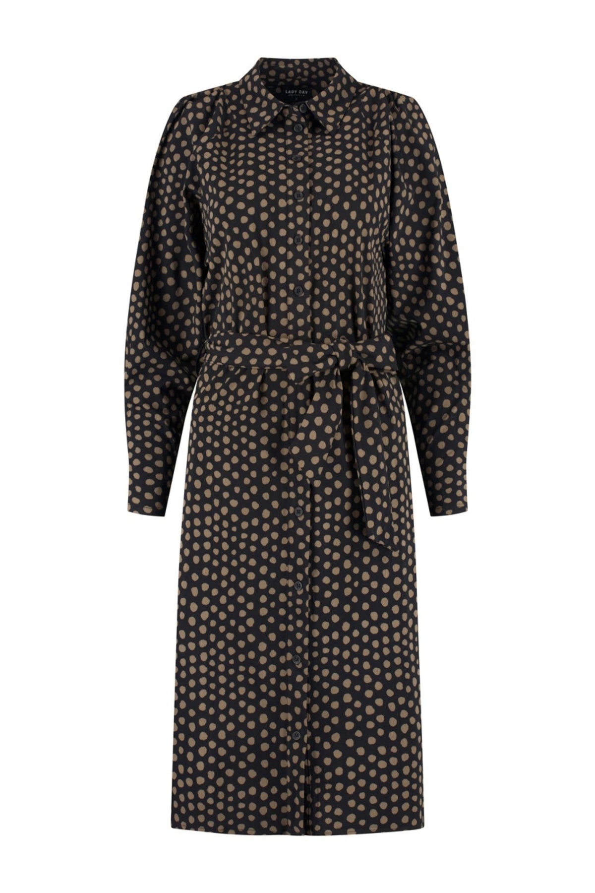 Zwarte Lady Day Travel Jurk Camilla Truffle in maat L, elegante jurk met comfortabele pasvorm en modieuze details.