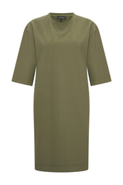 Mi Piace Bonded Travel jurk in diep decolleté met lange mouwen en elegante snit, geschikt voor speciale gelegenheden.