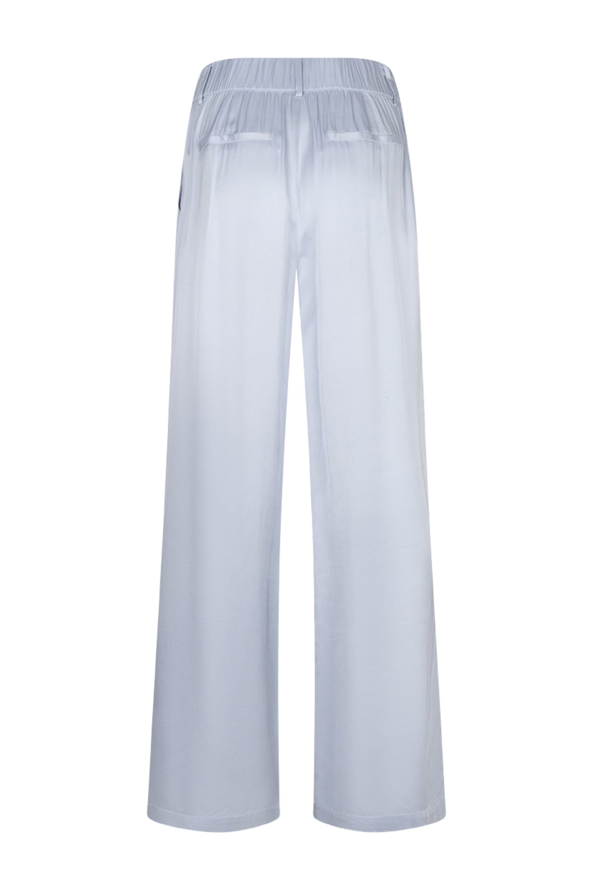 Ibana Pasha Violetta Blue broek met losse fit en elastische taille, zichtbaar in de afbeelding.
