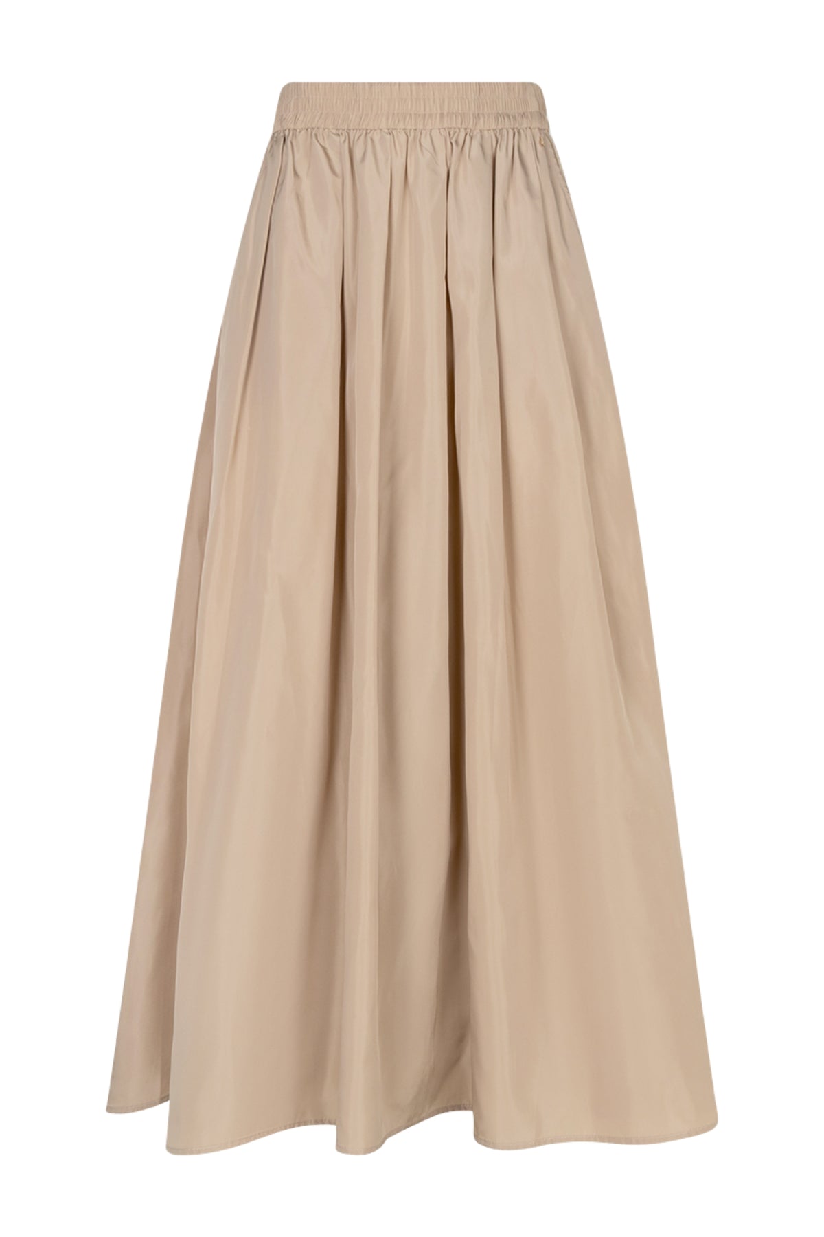 Lichte beige Sana Ostra rok van Ibana met elegante snit en natuurlijke stof, zichtbaar in de afbeelding.