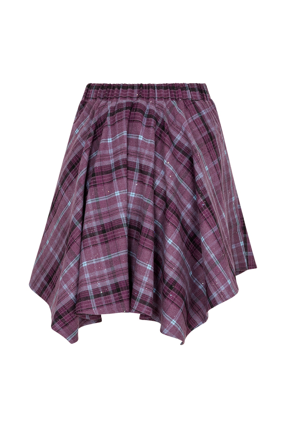Lila rok Iria van Studio Amaya met elegante snit en vloeiende stof, gedragen door een model.