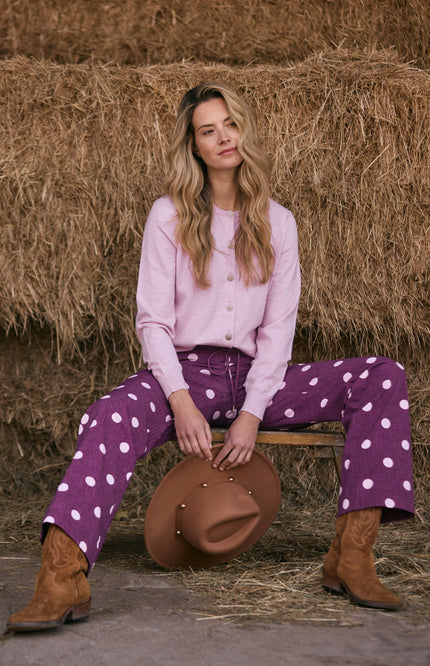 Heavy Travel Broek Dot Structure Print Magenta Purple 202136