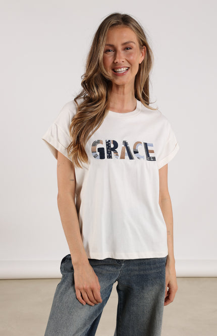 T-shirt Grace Offwhite Navy NKF04003