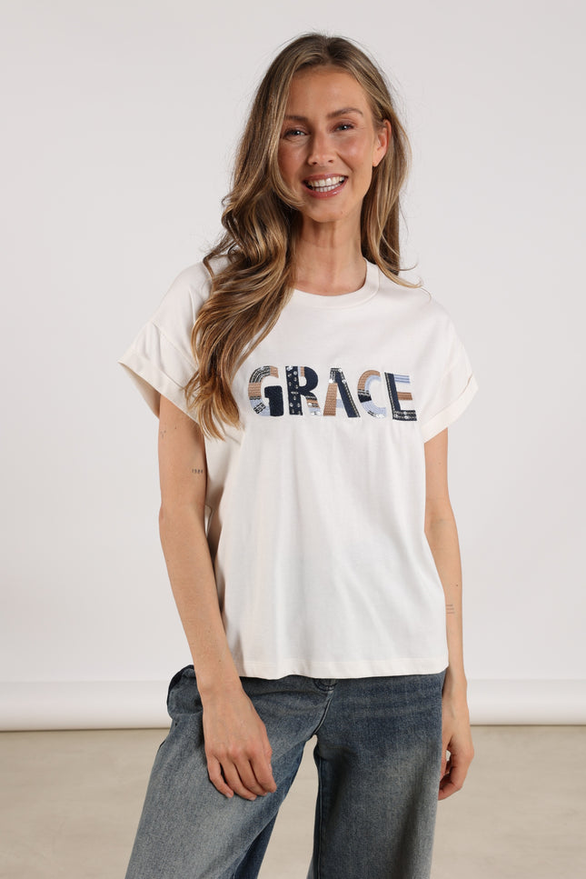 T-shirt Grace Offwhite Navy NKF04003