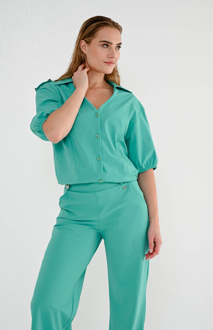 Maicazz Travel Blouse Flixx Bright Aqua Stretchshop.nl