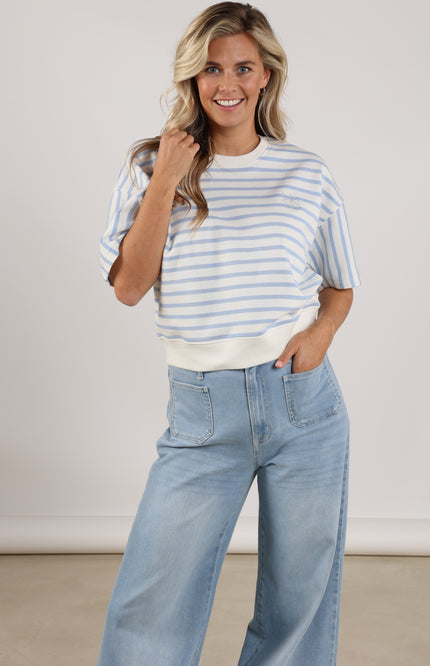 Nukus Sweater Lotte Stripe Offwhite Cloudy NKS03047 Stretchshop.nl