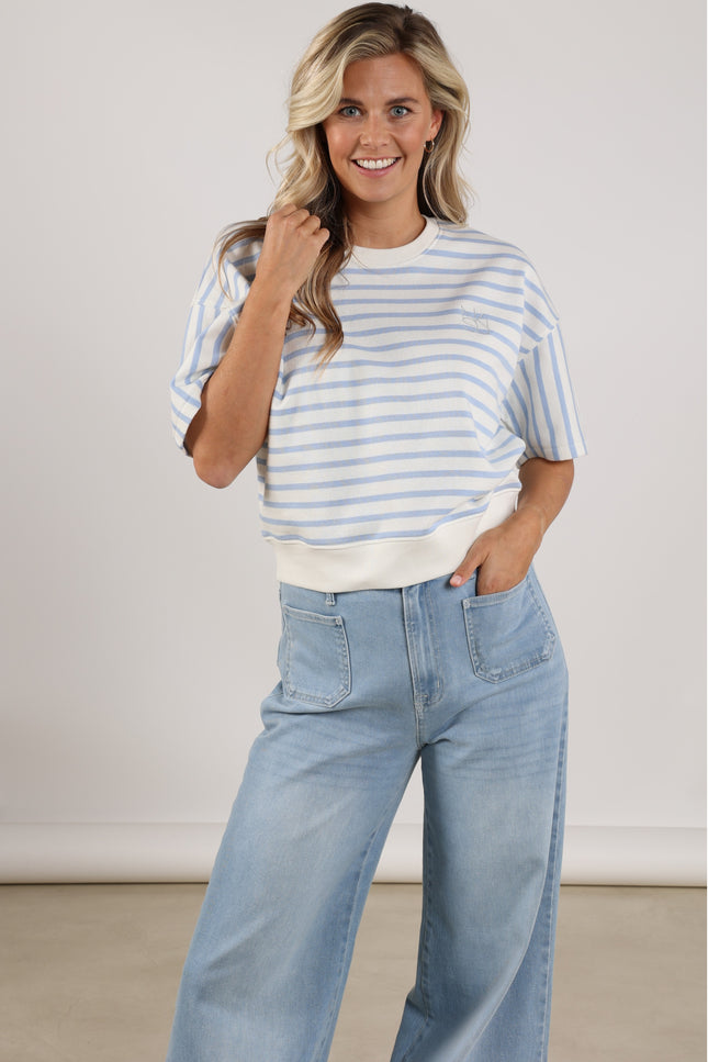 Nukus Sweater Lotte Stripe Offwhite Cloudy NKS03047 Stretchshop.nl