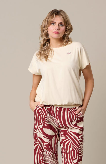 &Co woman Top Tosca Vanilla Claret TS150 Stretchshop.nl