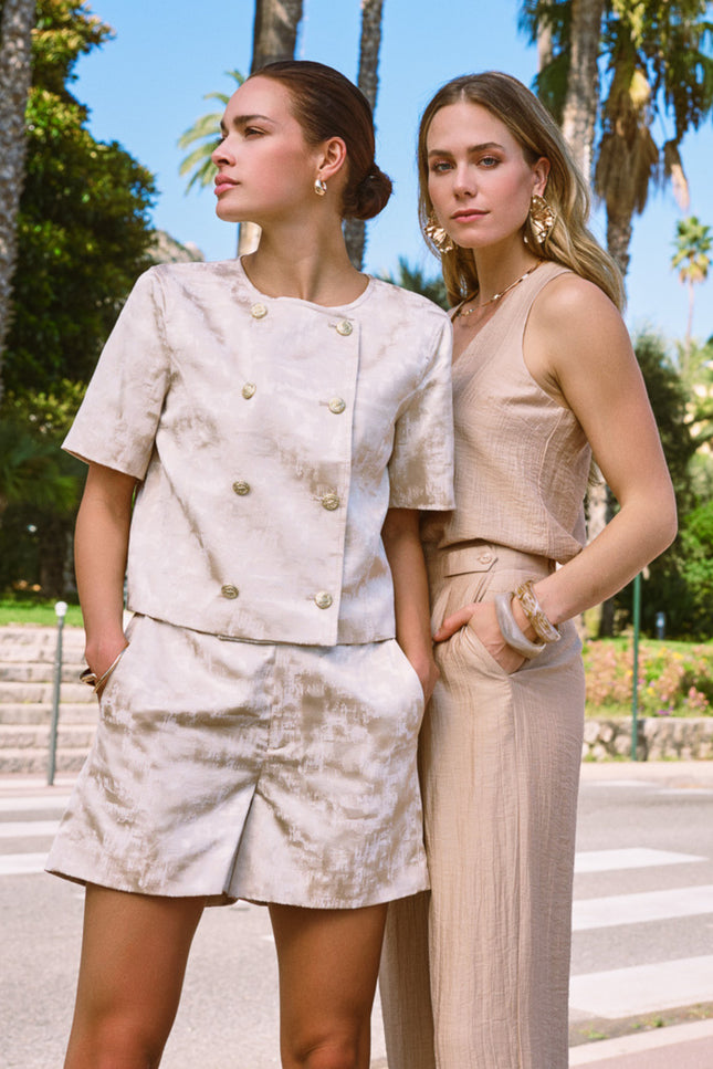 EsQualo Short Jacquard Natural HS26.17209 Stretchshop.nl