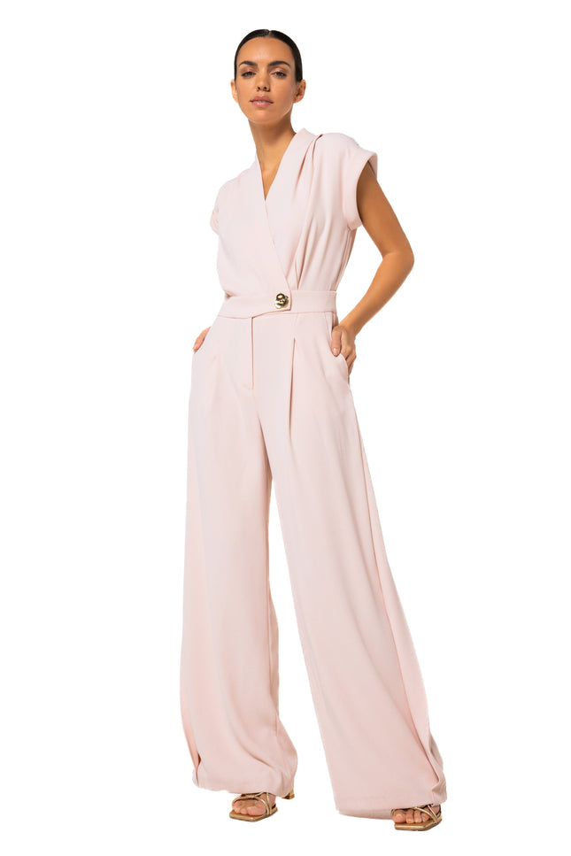 Caroline Biss Jumpsuit Plooidetail Nude 1505-74 Stretchshop.nl