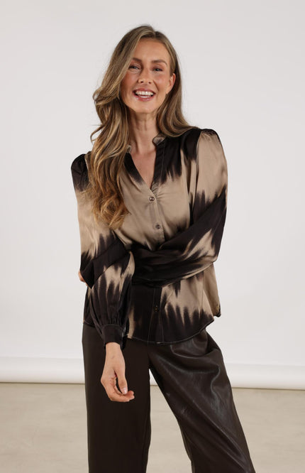 Blouse Lizzy Sand Dark Chocolate NKF02074