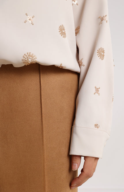 Blouse Newport Embroidery Offwhite Gold NKF02056