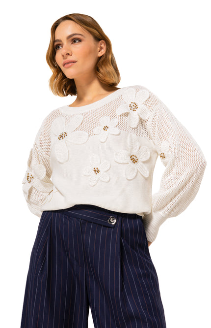 Trui Bloemapplicaties Offwhite 1292-91