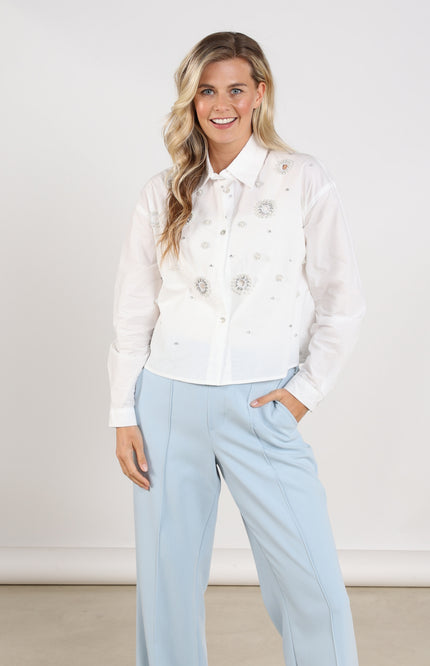 Nukus Blouse Noor Pearl Offwhite NKS02106 Stretchshop.nl