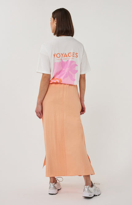 EsQualo T-shirt Voyages Offwhite Rose SP26.05015 Stretchshop.nl