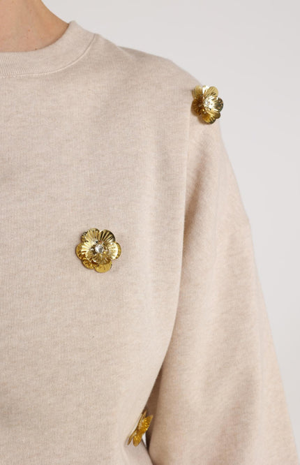 Sweater Beatriz Flower Sand Melange NKF03021