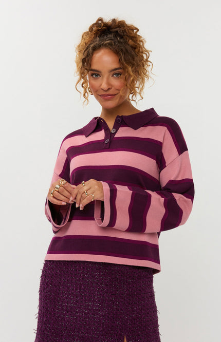 Top Balou Knitted Aubergine Coral Pink