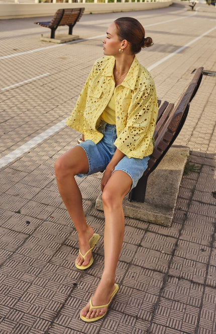 EsQualo Jacket Broderie Anglaise Lemon HS26.28236 Stretchshop.nl