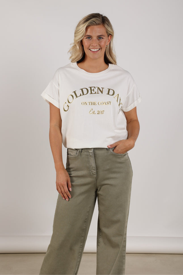 T-shirt Sanne Golden Days Offwhite Army NKS04023