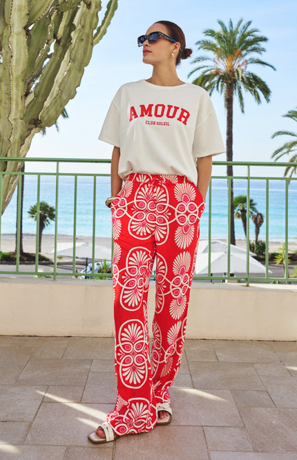 EsQualo Broek Heartfelt Print HS26.10204 Stretchshop.nl