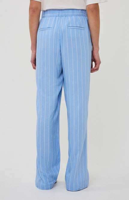 EsQualo Broek Linen Pacific Blue SP26.17006 Stretchshop.nl