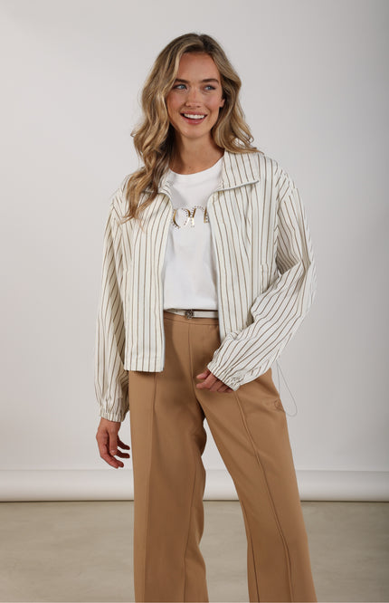 Nukus Jacket Jade Stripe Offwhite Sand NKS13088 Stretchshop.nl