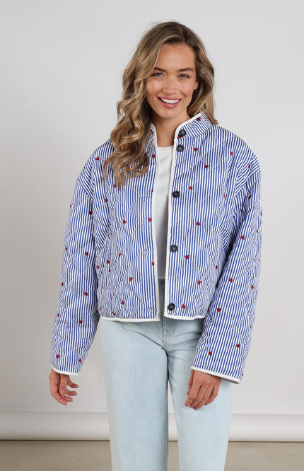 Nukus Jacket June Offwhite Navy NKS13053 Stretchshop.nl