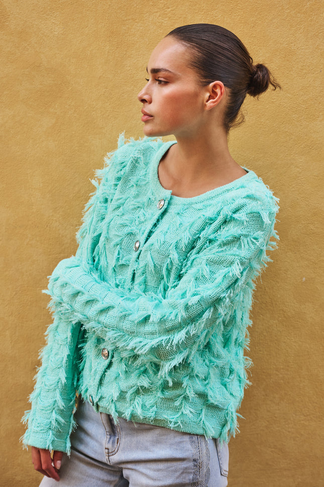 EsQualo Vest Fringes Mint Green SP26.02023 Stretchshop.nl