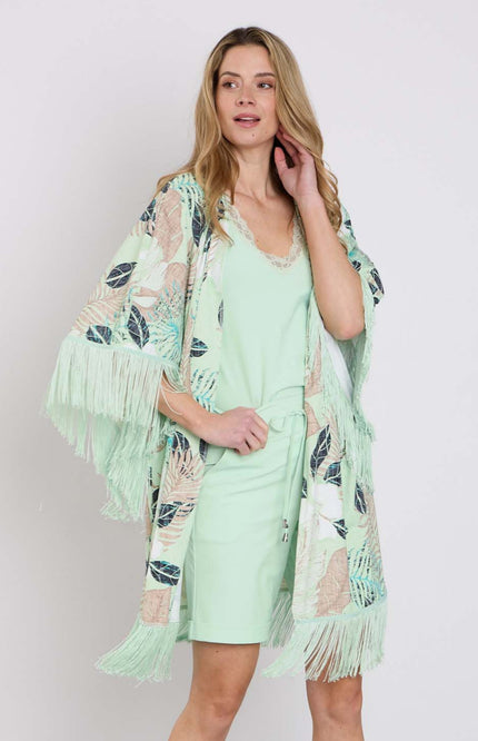 Mi Piace Travel Kimono Botanical Print Pistachio 202809 Stretchshop.nl