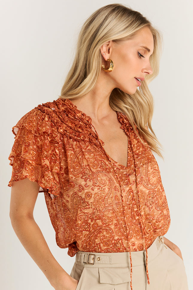 Top Thorin Paisley Naranja