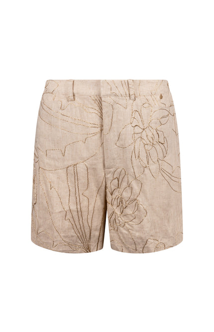 Nukus Short Dagmar Embroidery Sand NKS09052 Stretchshop.nl
