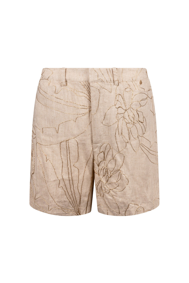 Nukus Short Dagmar Embroidery Sand NKS09052 Stretchshop.nl