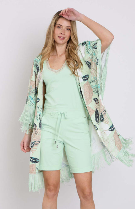 Mi Piace Travel Kimono Botanical Print Pistachio 202809 Stretchshop.nl