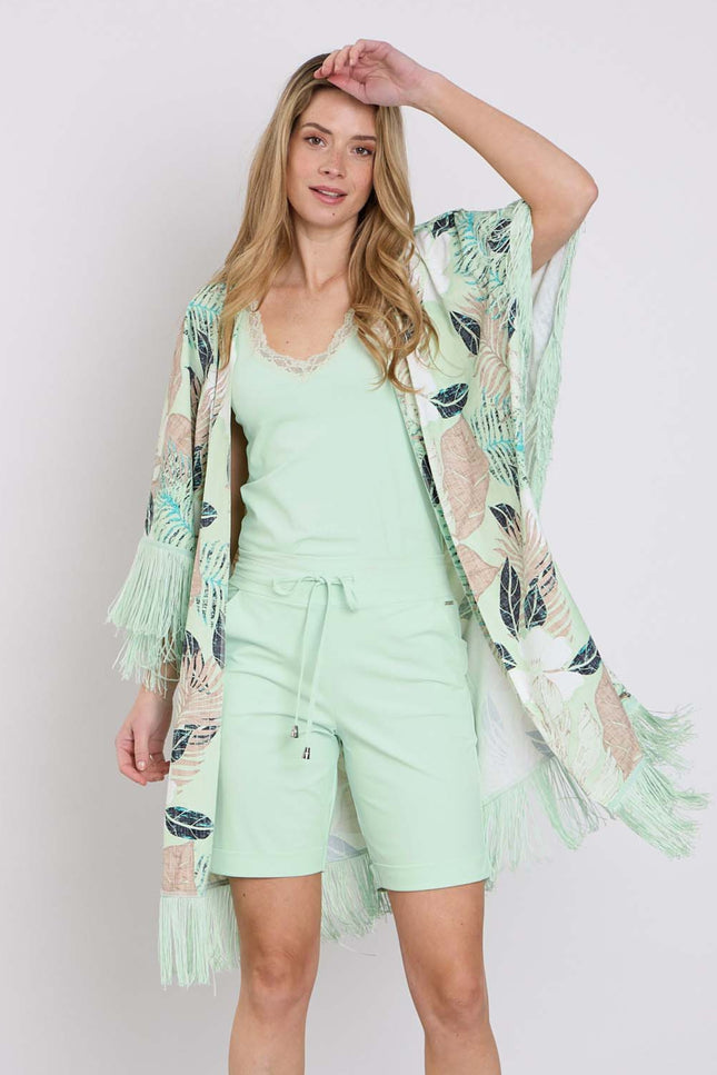 Mi Piace Travel Kimono Botanical Print Pistachio 202809 Stretchshop.nl