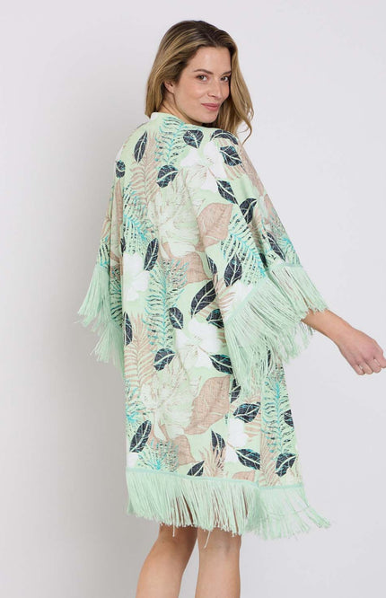 Mi Piace Travel Kimono Botanical Print Pistachio 202809 Stretchshop.nl