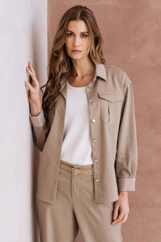 Blouse Pure Pinstripe Dark Sand