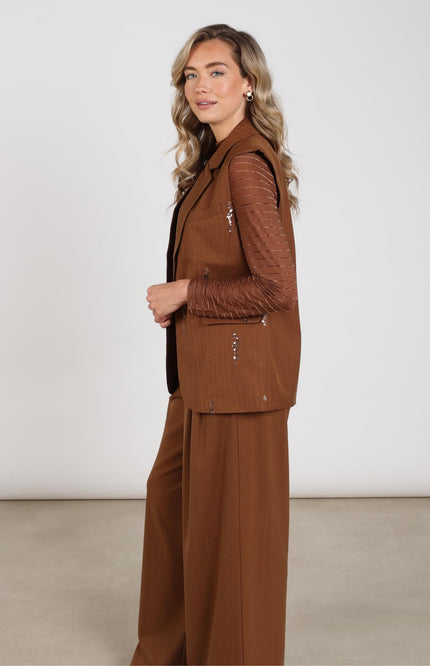 Gilet Chlo Paillet Espresso NKF08045