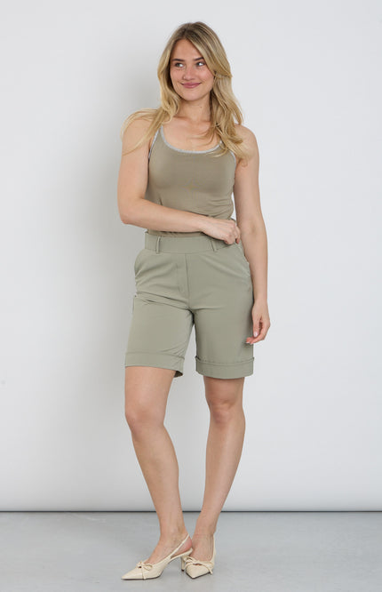 &Co woman Travel Short Philis Khaki PA299 Stretchshop.nl
