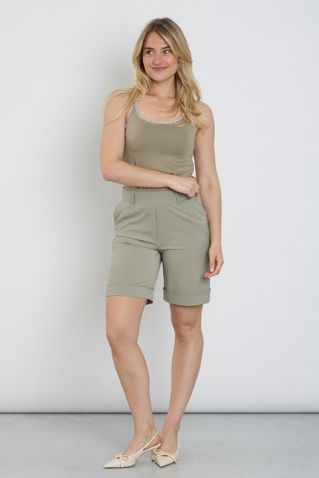 &Co woman Travel Short Philis Khaki PA299 Stretchshop.nl