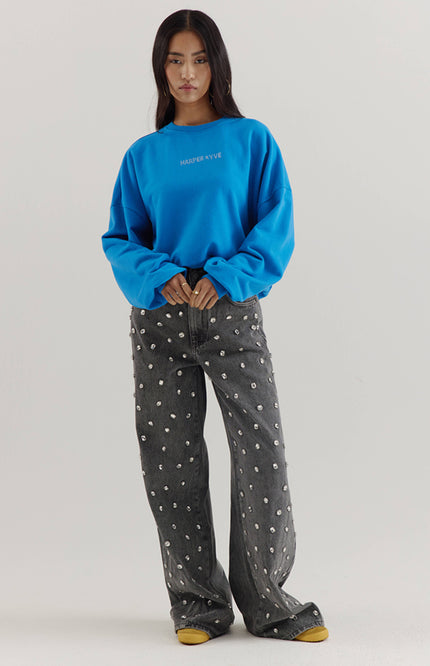 Sweater Rhinestone Vintage Blue AW25Y511